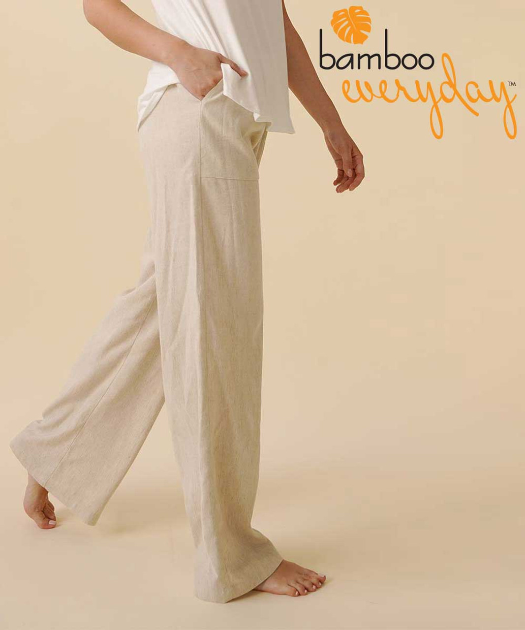 Buy Off-White Handcrafted Cotton Linen Pants for Women | FGPT24-18 | Farida  Gupta